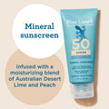 Blue Lizard Sheer SPF 50 mineral sunscreen tube on a beige background